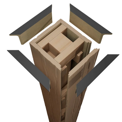 Ekena Millwork 6"W x 5'H Sand Blasted Endurathane Faux Wood Non-Tapered Square Column Wrap with Faux Iron Capital & Base