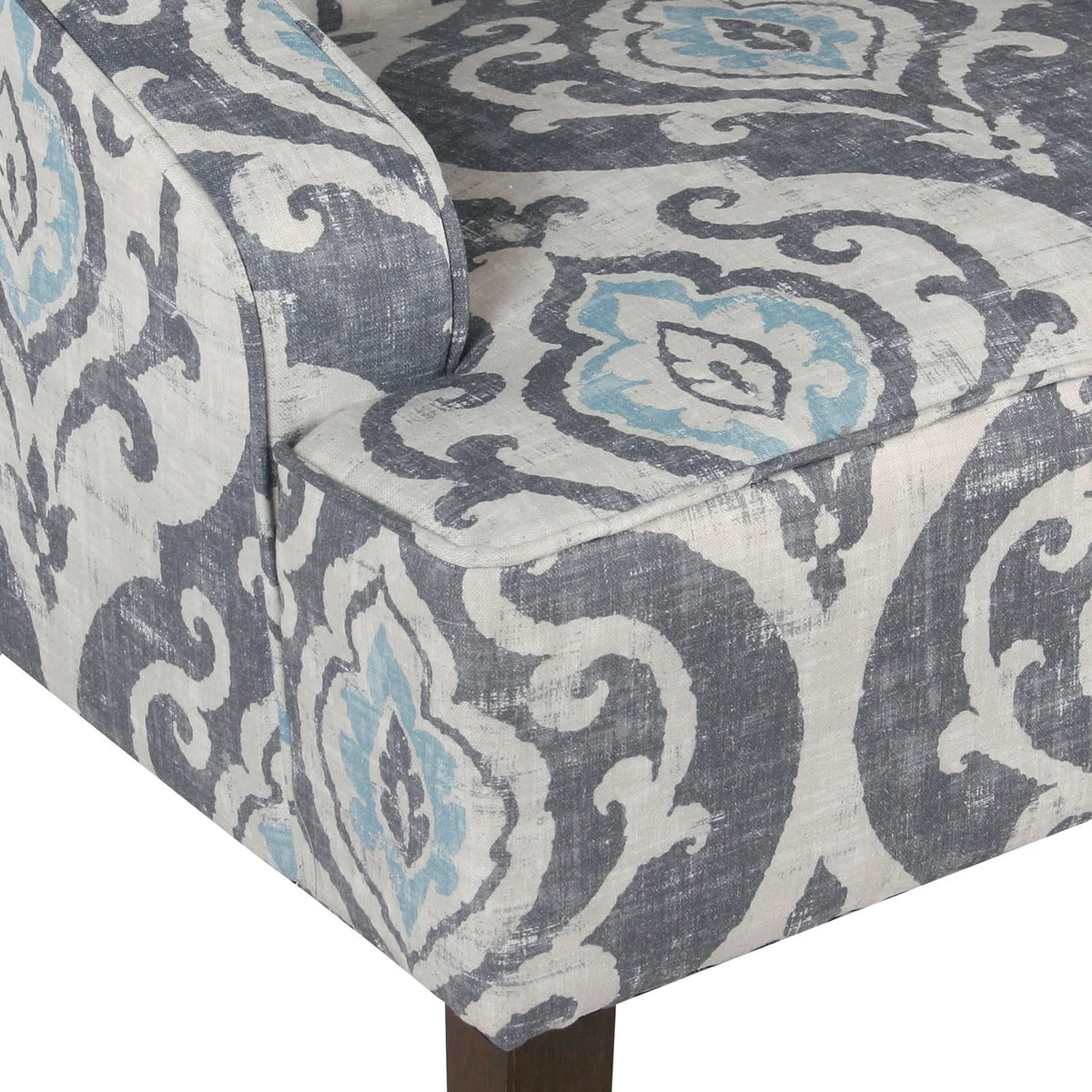 HomePop Classic Swoop Accent Chair - Blue and White Damask
