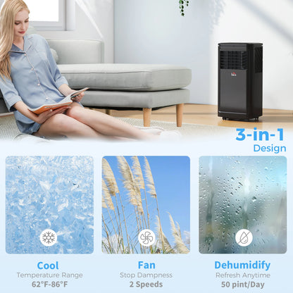 HOMCOM 8,000 BTU Portable Air Conditioner Fan with Remote for Rooms Up to 344 Sq. Ft., Evaporative Cooler, Home AC Unit with Dehumidifier, Black