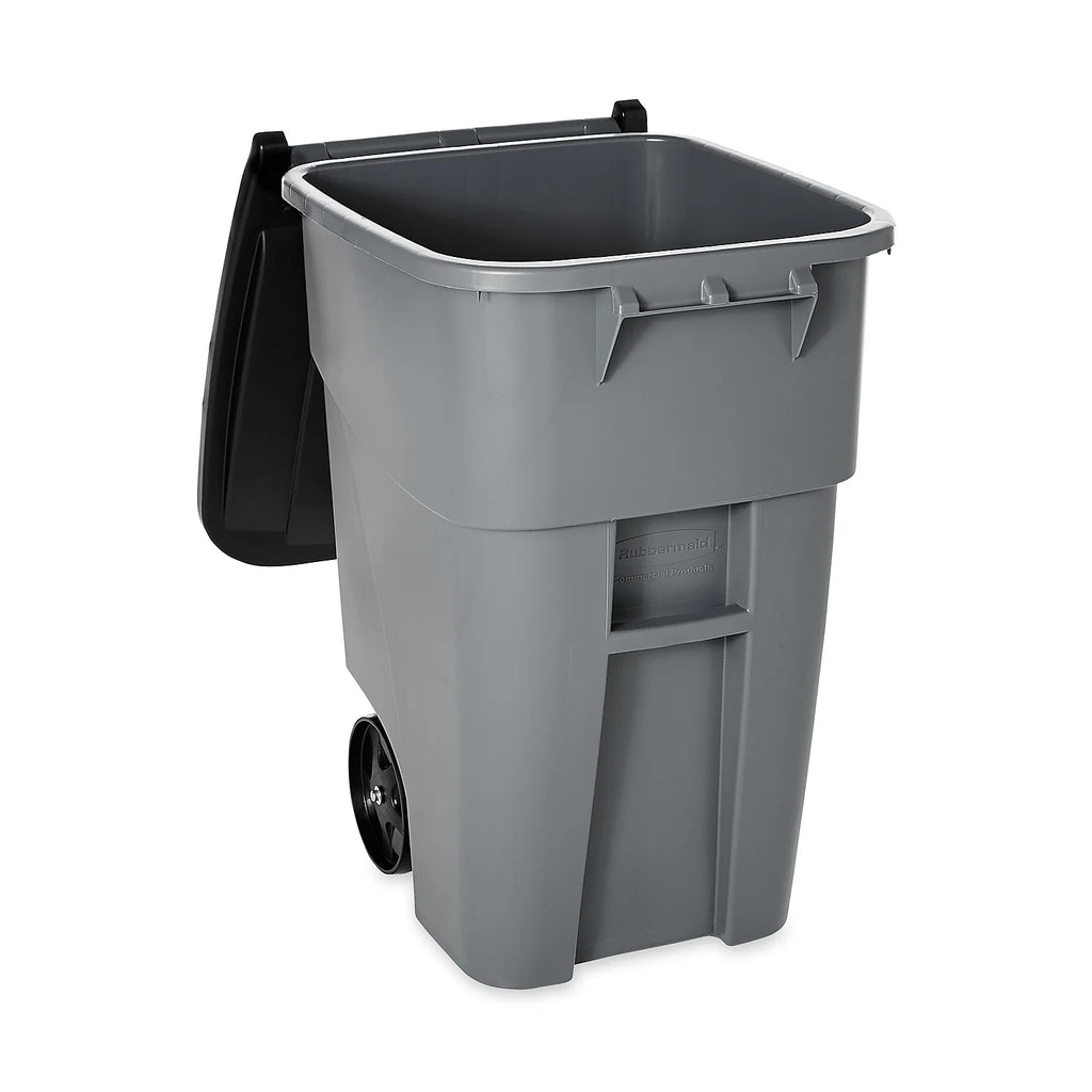 Rubbermaid Commercial Brute Rollout Container Square Plastic 50gal Gray 9W27GY