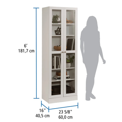 Mainstays Glass Door Storage Bookcase, Black Finish