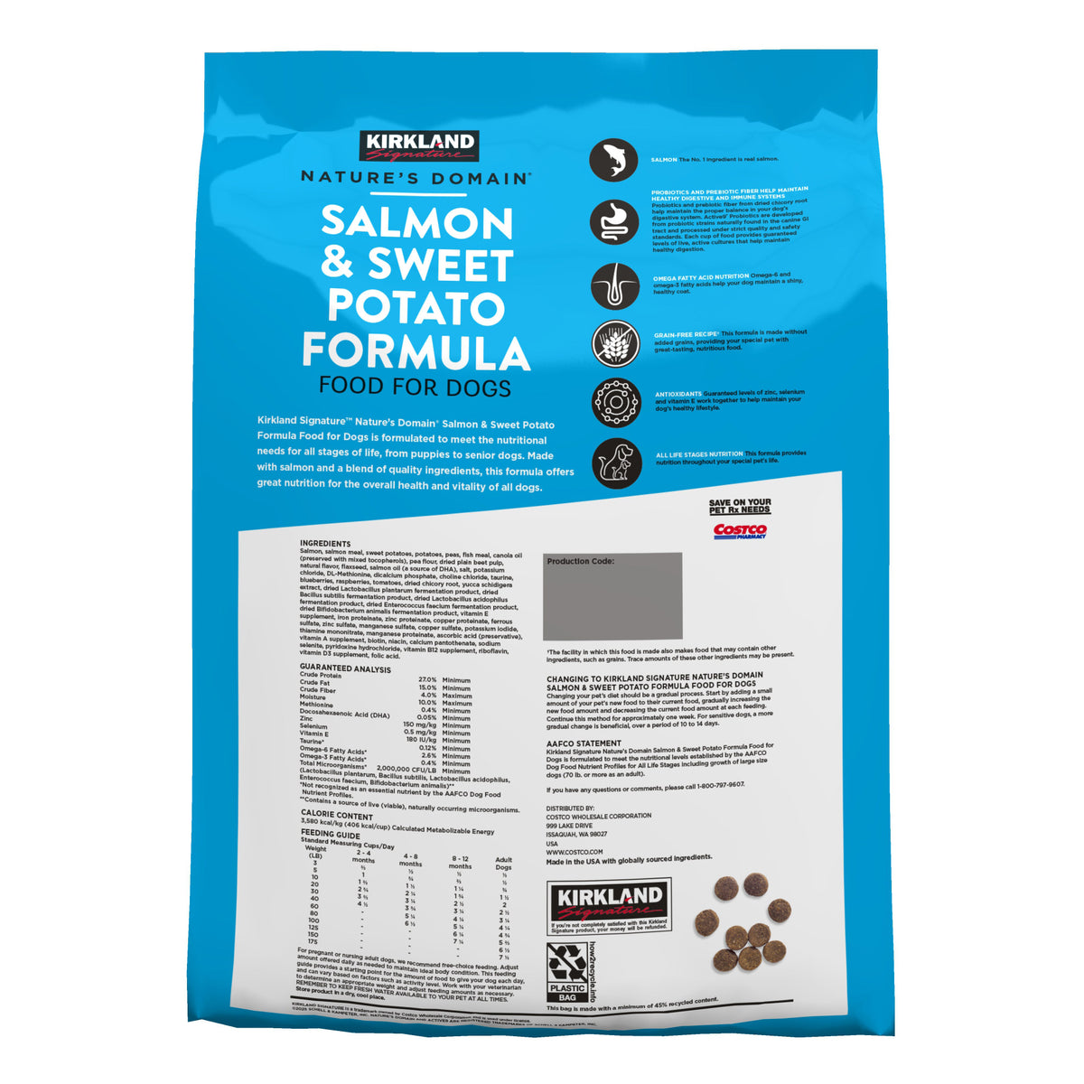 Kirkland Signature Nature's Domain Salmon and Sweet Potato Formula Dog Food, 25 lbs