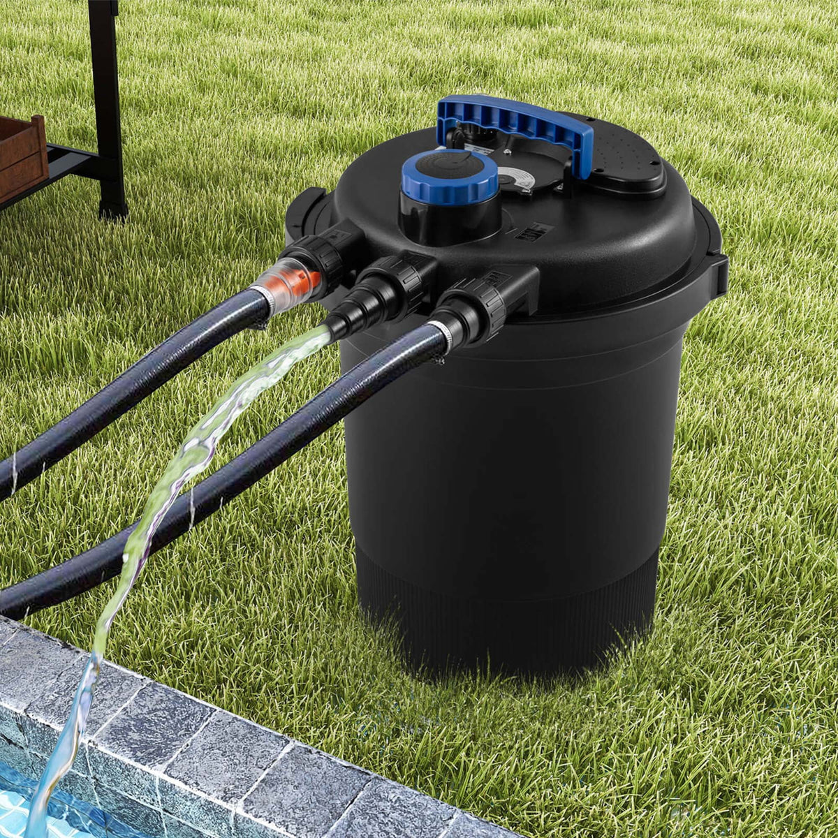 Costway Pond Pressure Bio Filter 4000GAL W/ 13W UV Sterilizer Light 10000L Koi Water