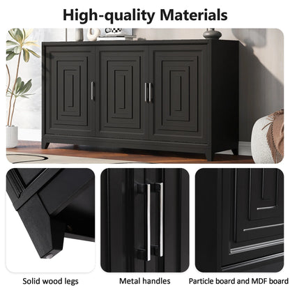Euroco Modern TV Stand with Adjustable Shelves & Solid Wood Legs �C Media Console Cabinet with Storage for Living Room or Bedroom