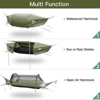 Lay Flat Hammock Tent Camping Hammock Tent with Mosquito Net Hanging Bed Armygreen