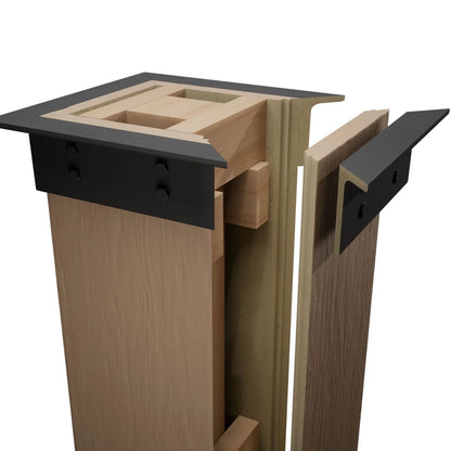 Ekena Millwork 6"W x 5'H Sand Blasted Endurathane Faux Wood Non-Tapered Square Column Wrap with Faux Iron Capital & Base