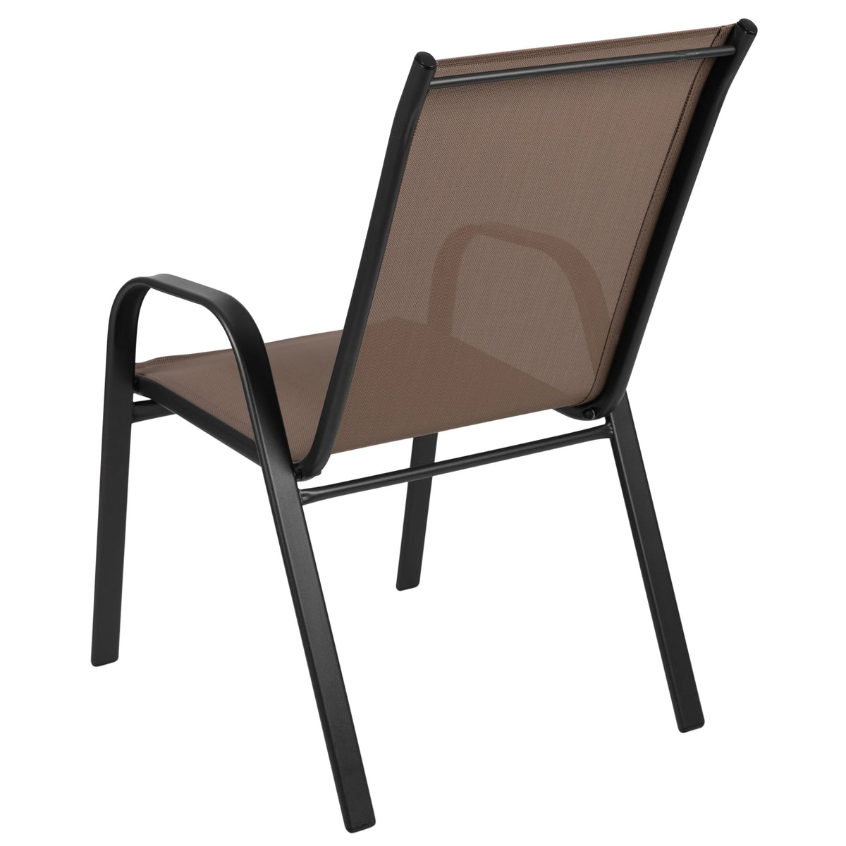 Emma + Oliver 4 Pack Gray Outdoor Stack Chair with Flex Comfort Material - Patio Stack Chair