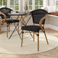 Flash Furniture Marseille Indoor/Outdoor French Bistro Stacking Chair with Arms Black/Natural