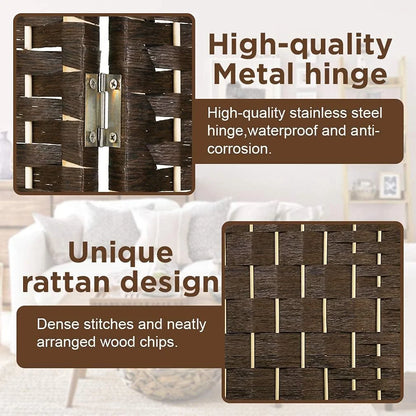 Dkelincs 6 Panel Wood Room Dividers Portable Folding Privacy Screen with Removable Storage Shelves, Brown