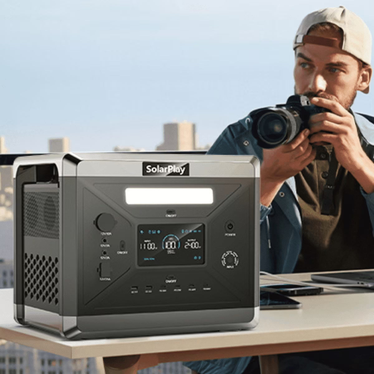Solarplay 2400W(4800W Peak) Solar Generator, with 400W Solar Panel,2160Wh Portable LiFePO4 Battery Power Station for Camping Home Backup RV