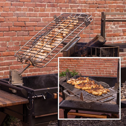 Backyard Discovery Argentine Santa Maria XL Wood Fire & Charcoal Steel Grill, Asado Clamp