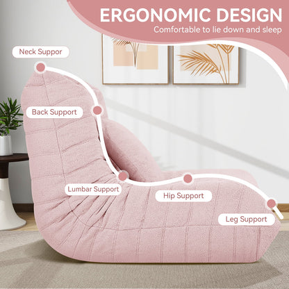 VFD Bean Bag Chairs for Adults, Beanbag Chair with Ottoman Lounge Sofa Memory Foam Comfy Reading Chair for Bedroom & Living Room, Lazy Floor Sofa Couch