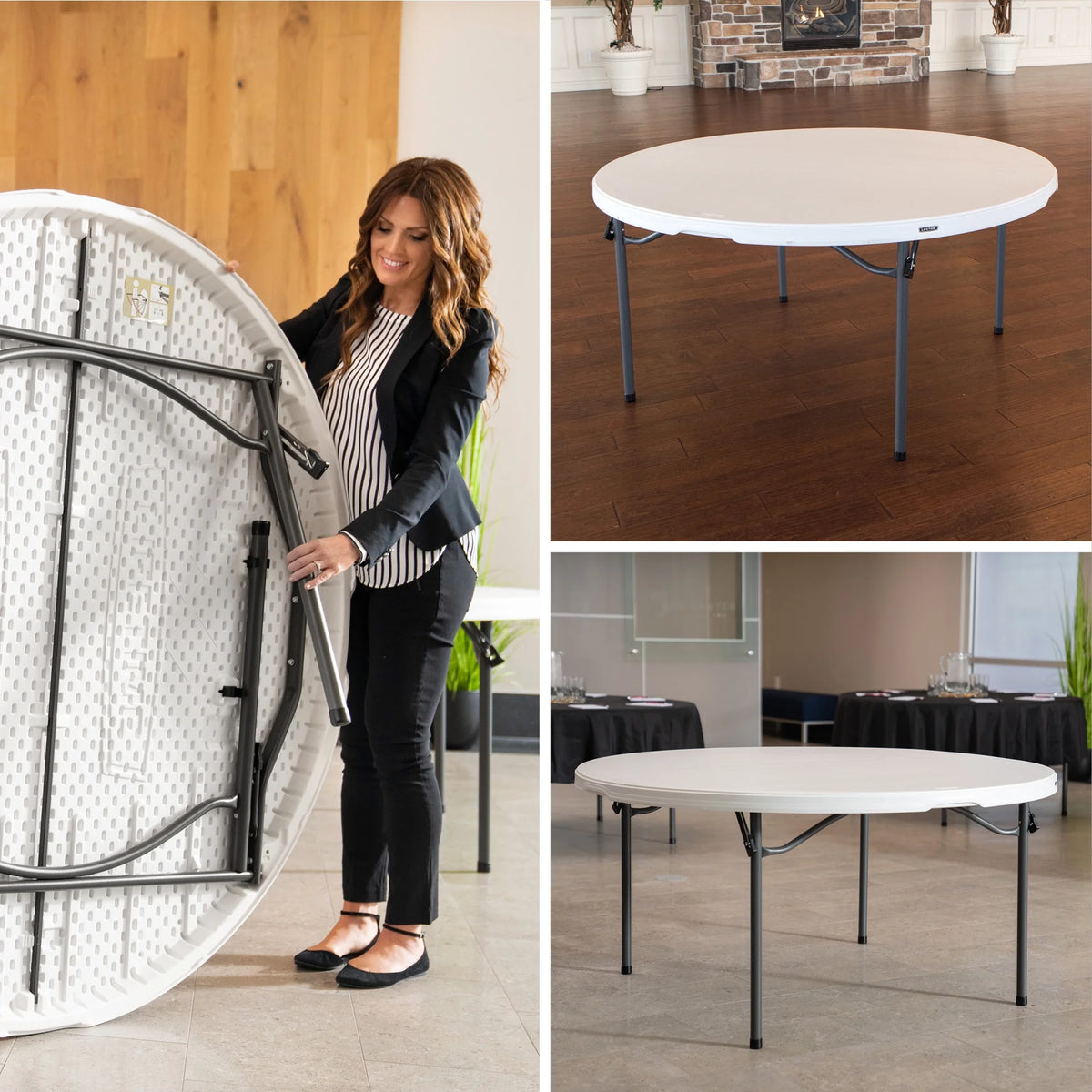 Lifetime 60 inch Round Folding Table, Indoor/Outdoor Commercial Grade, Almond (280435)