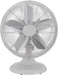 Good Housekeeping Retro All-Metal Table Fan (92618) with 3 Speed Settings, Wide Oscillation, and Carrying Handle��