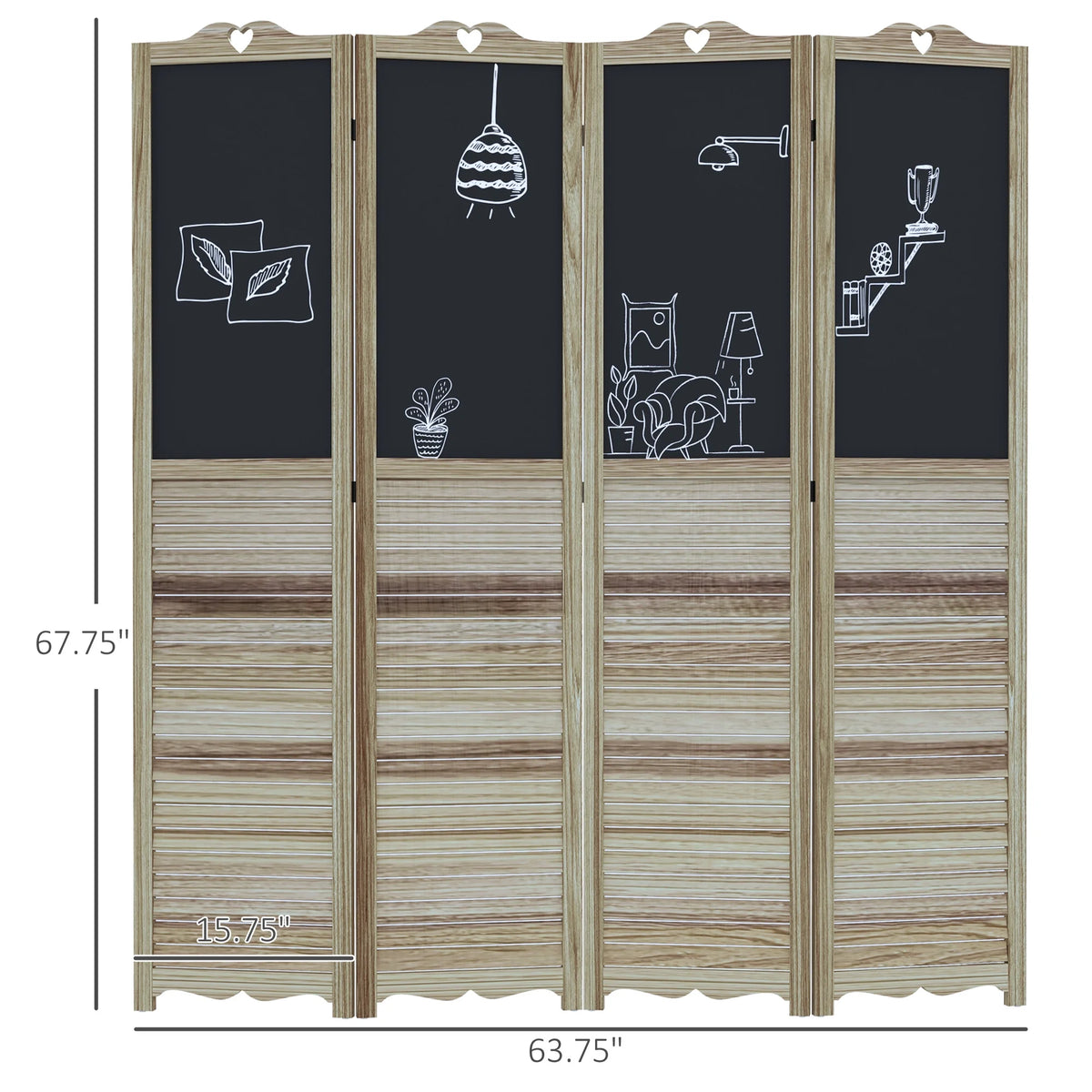 HOMCOM 5.5' 4 Panel Room Divider, Indoor Privacy Screens for Home, Brown