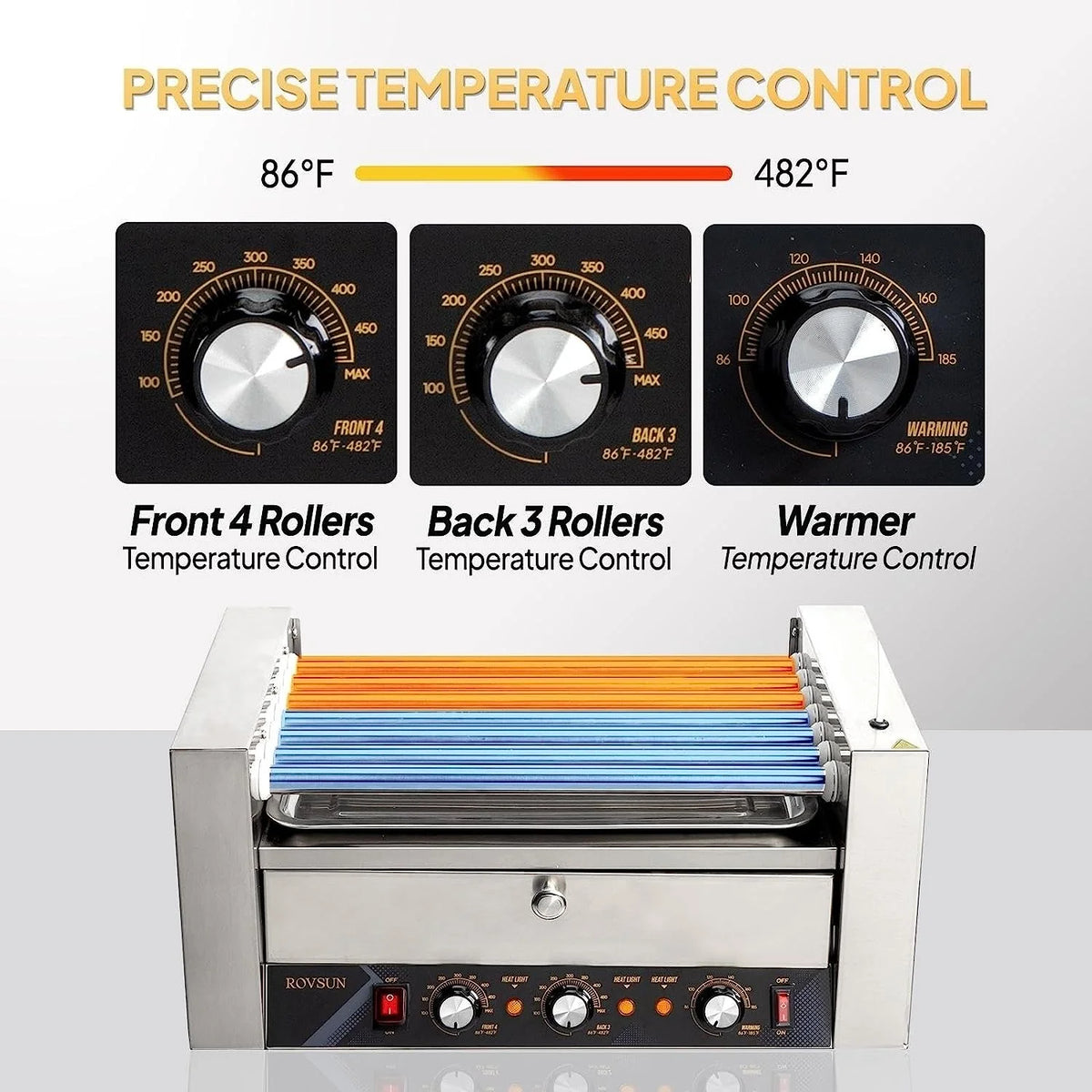 ROVSUN 1050 W 18 Hot Dog Capacity Commercial Hot Dog Roller Grill