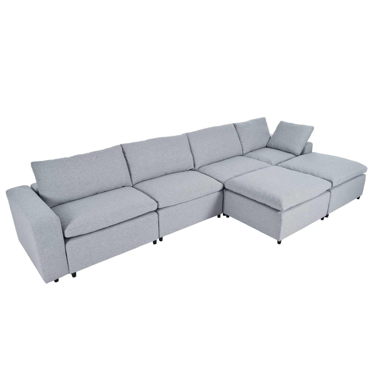 Harper & Bright Designs Convertible Modular Sectional Sofa with 2 Removable Ottomans & Pillows, Large U Shape Cloud Couch with Reversible Chaise for Living Room, Grey
