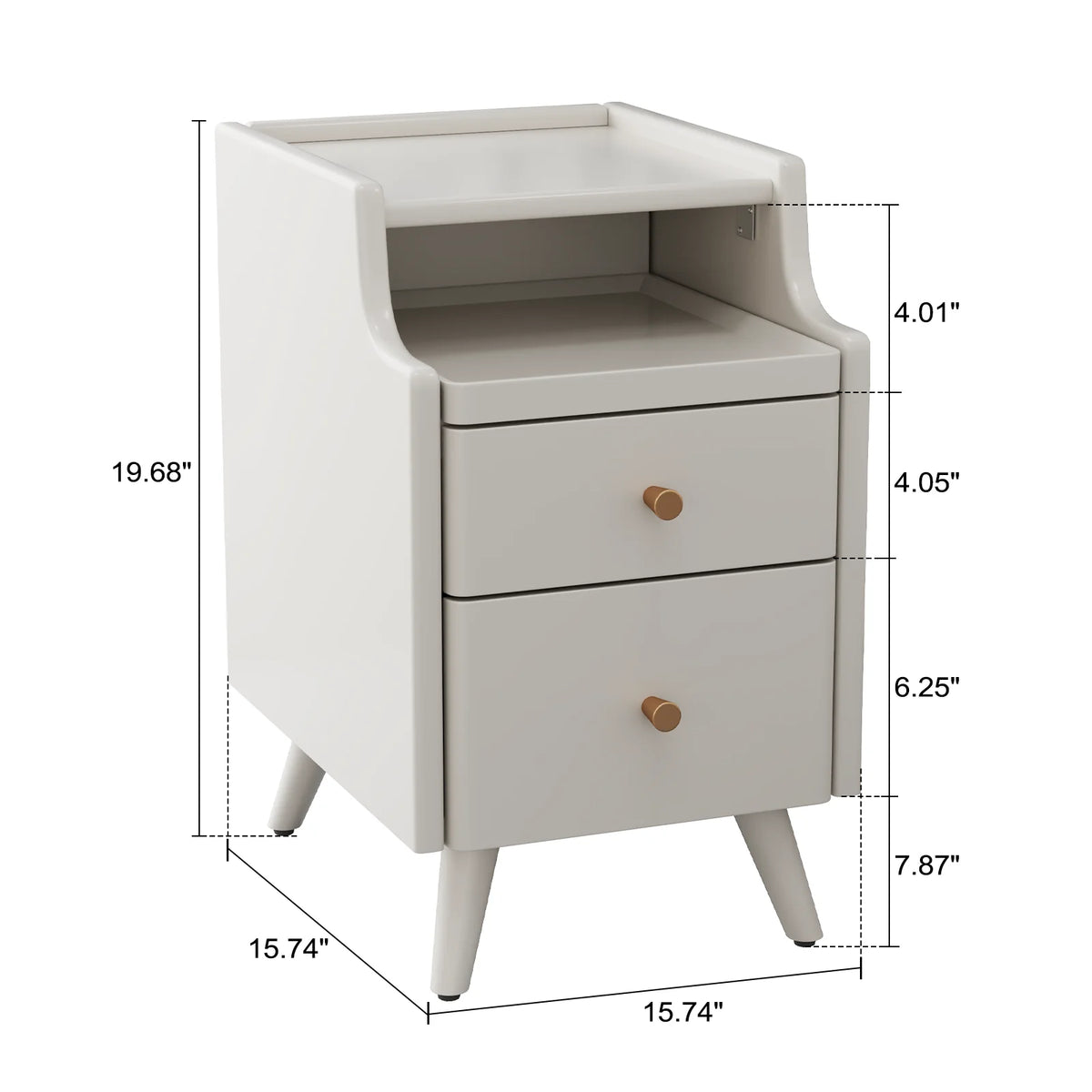 Small Nightstand,Solid Wood Nightstand with Drawers, Walnut Bedside Table for Bedroom