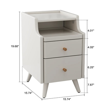 Small Nightstand,Solid Wood Nightstand with Drawers, Walnut Bedside Table for Bedroom