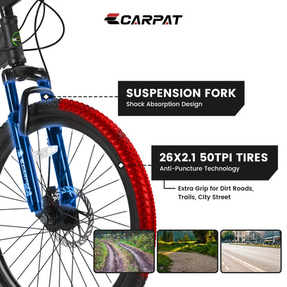 26 inch Mountain Bike for Men, Adult Mens Bike with 21 Speed & Disc Brakes