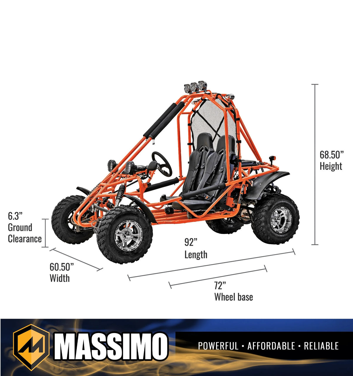 Massimo GKA 200 169cc EFI Adult Go Kart with 10HP Engine, 2WD Off-Road Go Cart, Dual Seats, Red