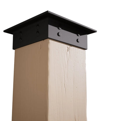 Ekena Millwork 6"W x 5'H Sand Blasted Endurathane Faux Wood Non-Tapered Square Column Wrap with Faux Iron Capital & Base