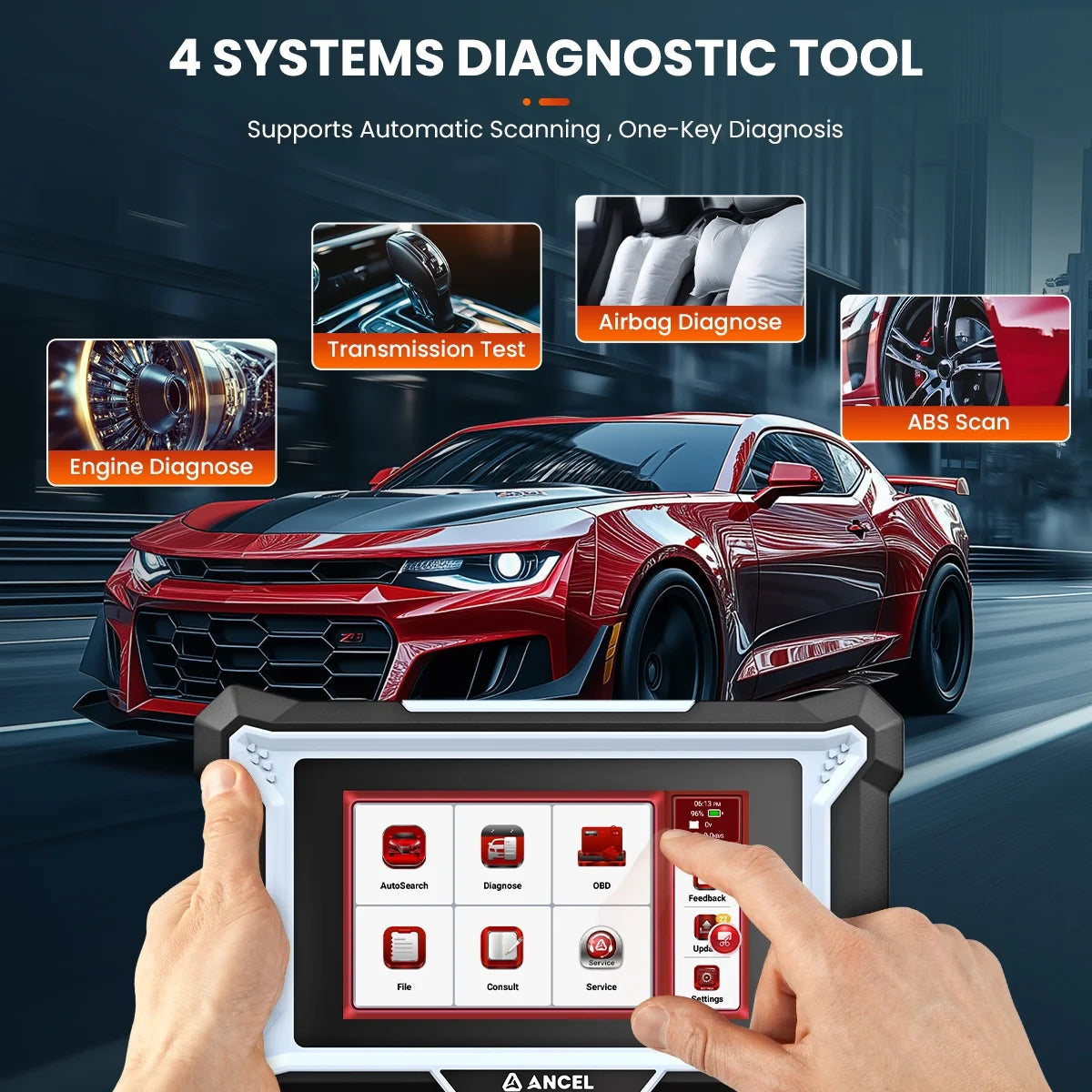 ANCEL Car Diagnostic Scan Tool, Engine ABS SRS Transmission Diagnostic Scanner, OBD2 Scanner Code Reader with 7 Resets, ABS Bleeding, BMS SAS Oil Reset, Lifetime Free Update, Online Customer Service