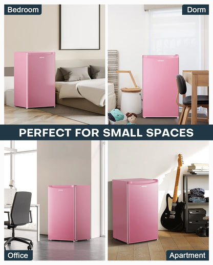 Upstreman 3.2 Cu.Ft. Mini Fridge with Freezer Single Door Small Refrigerator Adjustable Thermostat Compact Fridge with Reversible Door, Low Noise, BR321 Black