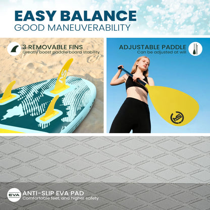 MSEASFREE 11.5 ft Inflatable Paddle Board All-Purpose Fishing Stand up Paddle Board with Full SUP Accessories