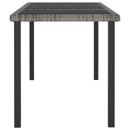 vidaXL Outdoor Dining Table Garden Porch Patio Table with Glass Top PE Rattan