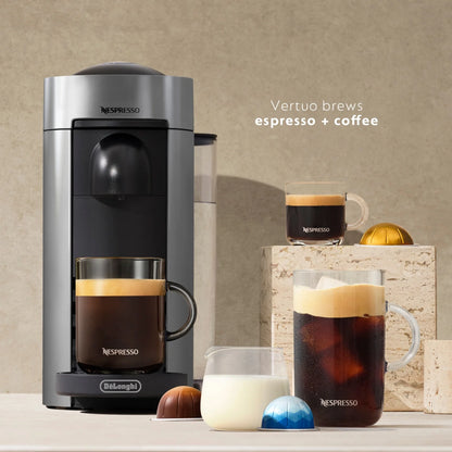 Nespresso New Vertuo Plus Coffee and Espresso Machine by De'Longhi with Aerocinno, Gray, Single-Serve Brewers