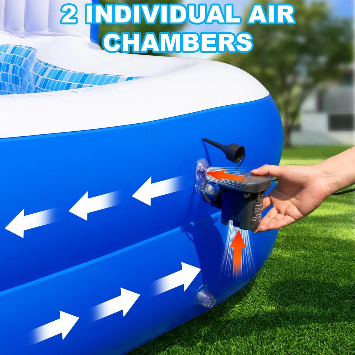 Large Inflatable Swimming Pool for Kids Adults, 121" X 90" X 22" Oversized Thickened Kiddie Pools Family Blow-Up Pool with Pump Seat, Inflatable Pools for Garden, Backyard, Indoor Outdoor Water Party