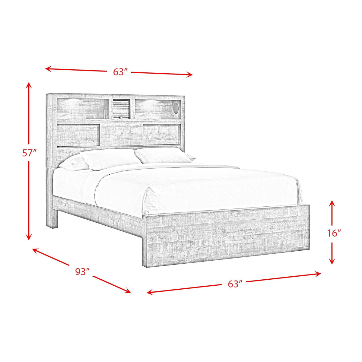 Beckett Queen Bookcase Panel 6PC Bedroom Set with Bluetooth