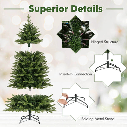 Costway 5 FT Pre-Lit Christmas Tree Hinged with 250 Multi-color Lights & 844 Branch Tips