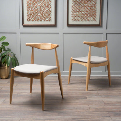GDF Studio Virgil Mid Century Modern Fabric Upholstered Dining Chairs, Set of 2, Charcoal and Walnut