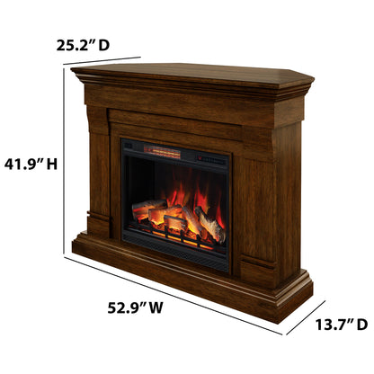 Tresanti Norah 52.9' Mantel with Corner Extension and ClassicFlame Electric Fireplace