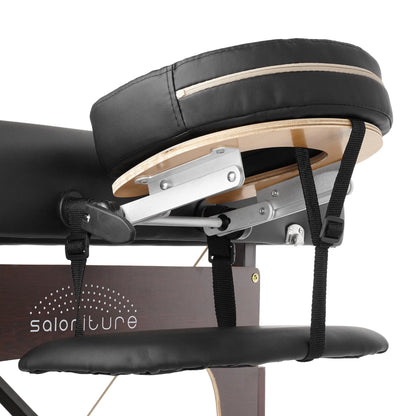 Saloniture Professional Portable Lightweight Bi-Fold Memory Foam Massage Table with Reiki Panels  - Includes Headrest, Face Cradle, Armrests and Carrying Case - Burgundy