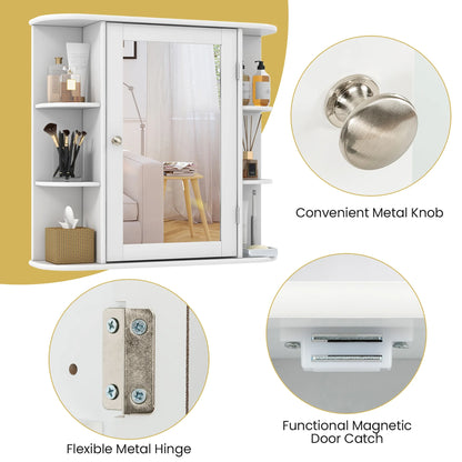 Gymax Bathroom White finish Multipurpose Mount Wall Surface Storage Cabinet Mirror