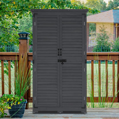 MCombo Tall Garden 1.52 x 2.85 ft. Wood Storage Shed, Brown