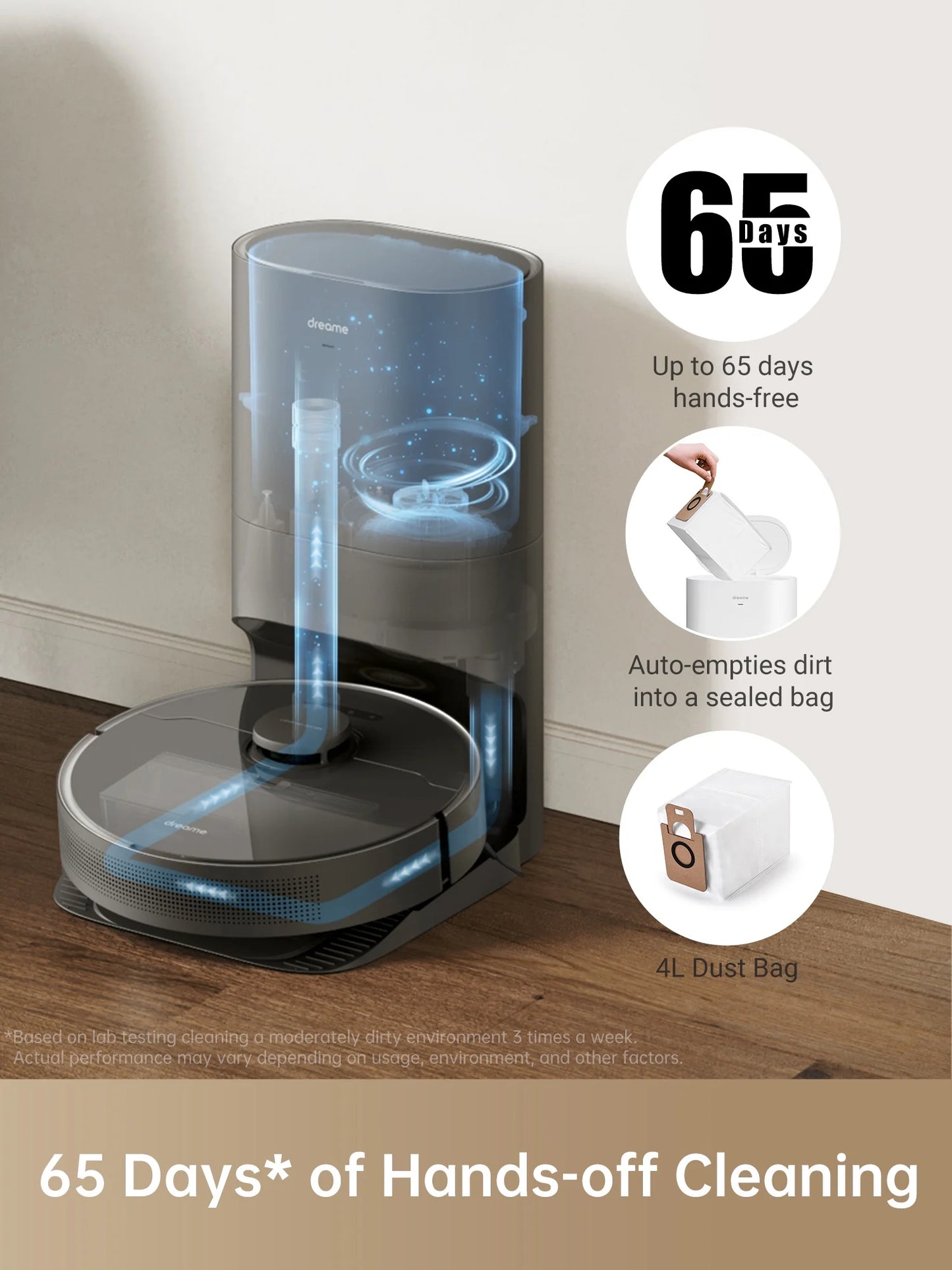 Dreame 3-in-1 Robot Vacuum and Mop, Advanced AI and LiDAR Navigation, Self-Emptying Base, D10s Plus