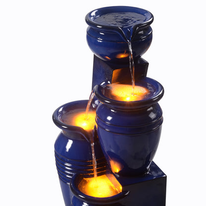 Teamson Home 28.74" Solar Water Fountain with LED Lights, Navy