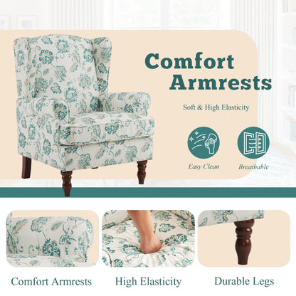 EROMMY Upholstered Accent Chair, Floral Print Fabric Armchair