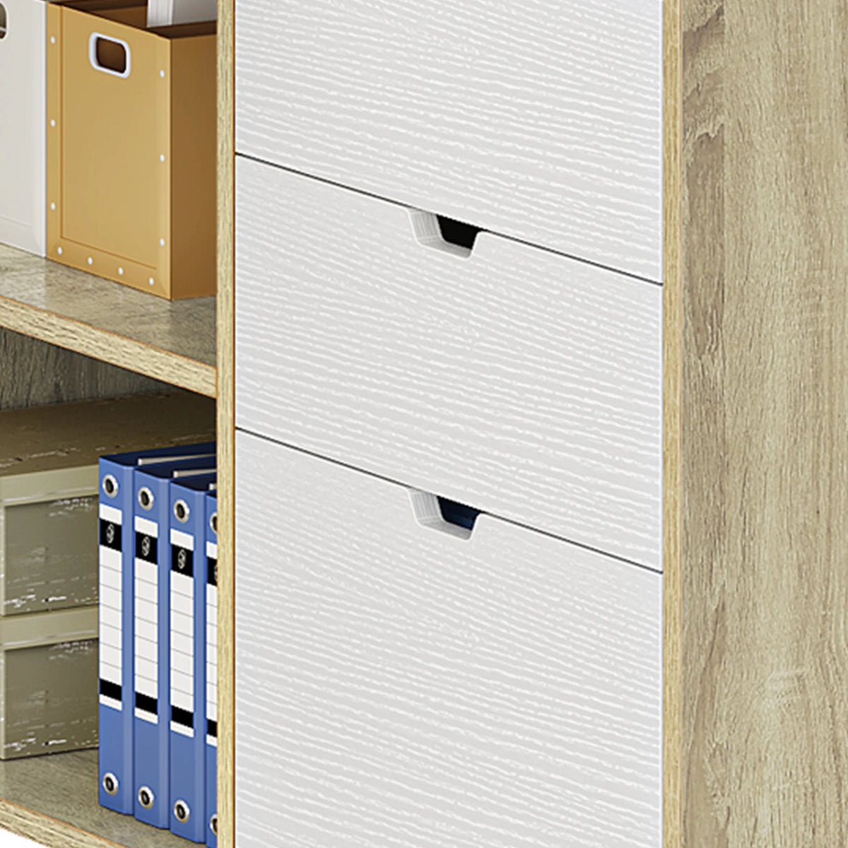 Dextrus L Shaped Desk with Power Outlets & LED Lights, Computer Desk with 3 Drawers and 3 Storage Shelves, White Office Desk Corner Desk for Home Office