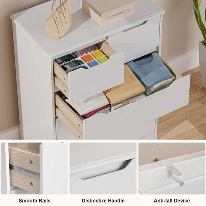 Aiho 5 Drawer Dresser for Bedroom, Office, Living Room - White