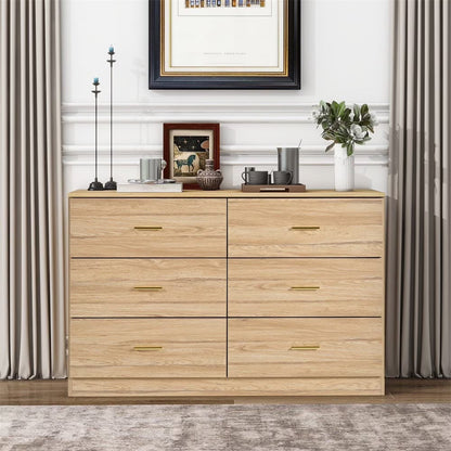Kadyn Modern 6 Drawer Dresser Wood Cabinet,Dresser for Bedroom, Kitchen Storage Cabinet with Drawers, Chest of Drawers(Black)