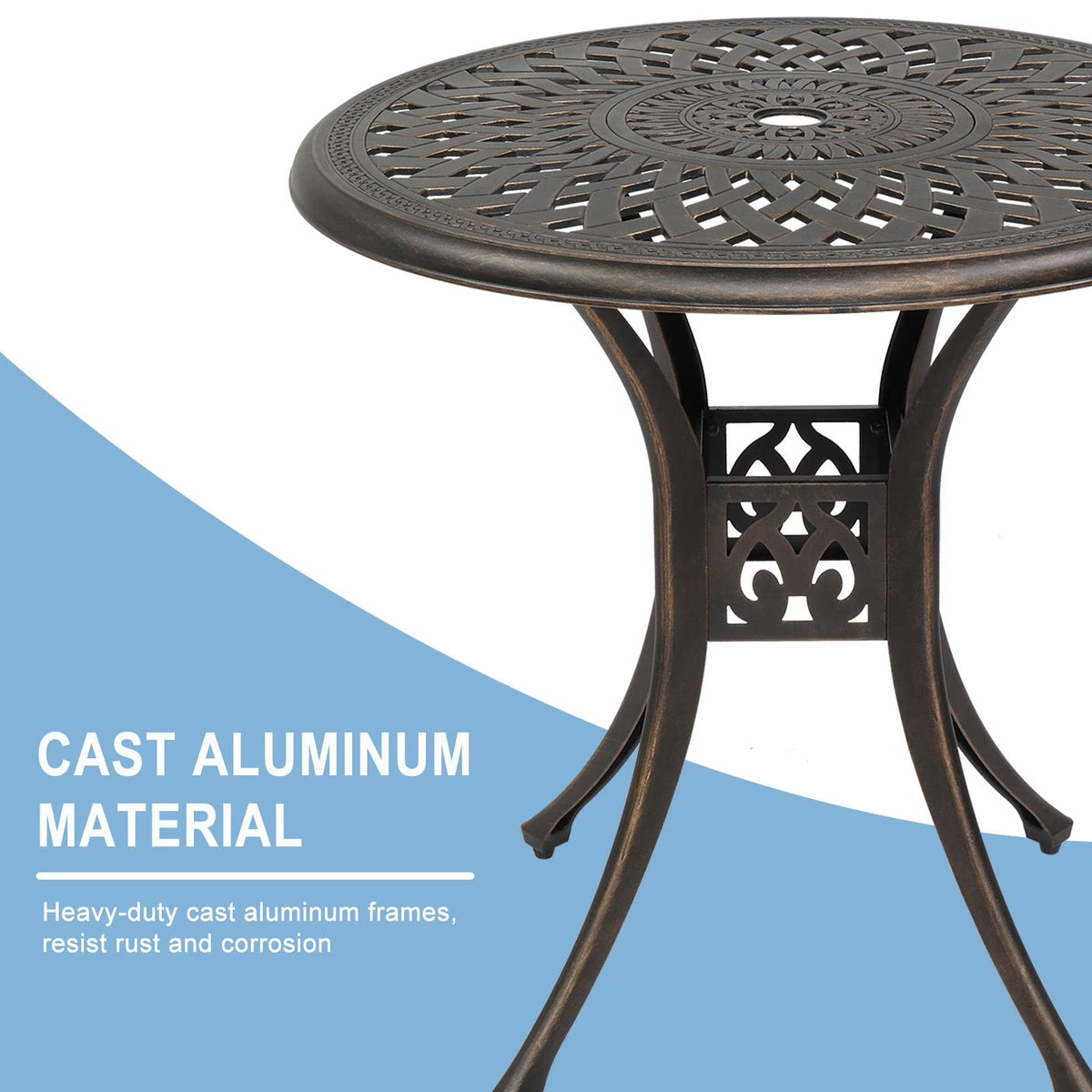 BaytoCare 31" Aluminum Round Patio Outdoor Dining Table, Bronze