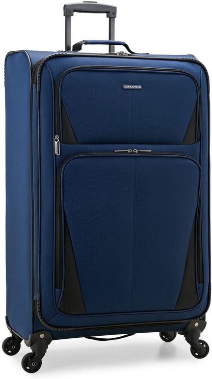 U.S. Traveler Aviron Bay Expandable Softside Luggage with Spinner Wheels, Navy, 31" Checked Large