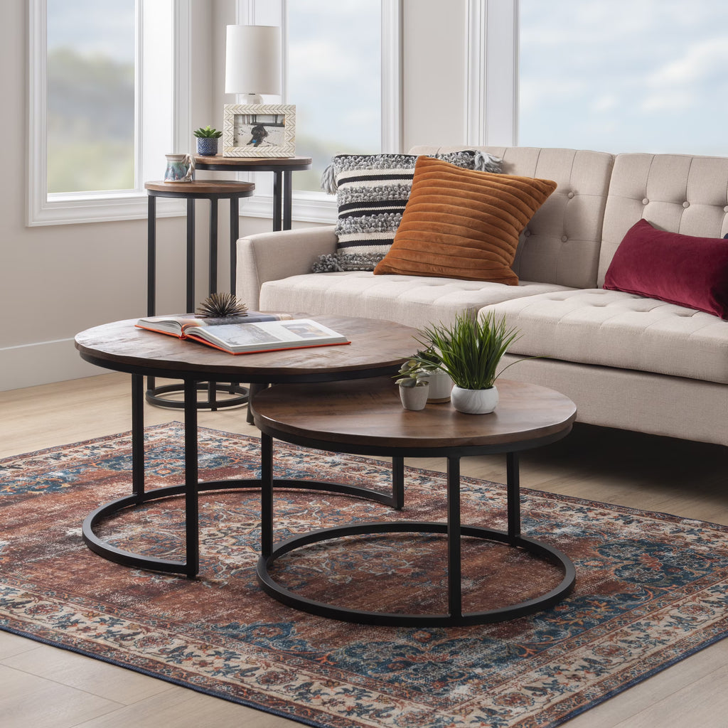 Darden Bohemian Nesting Coffee Tables, Set of 2, Black/Brown