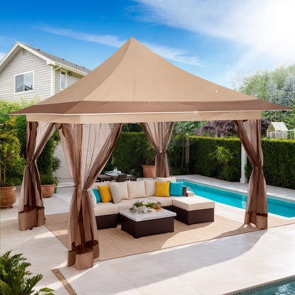HOTEEL 12x12 EZ Pop Up Gazebo Tent with Sidewalls,Patio Gazebo Instant Shelter for Outdoor Party Camping Backyard Beach with Carry Bag,Stakes,Ropes,Gray