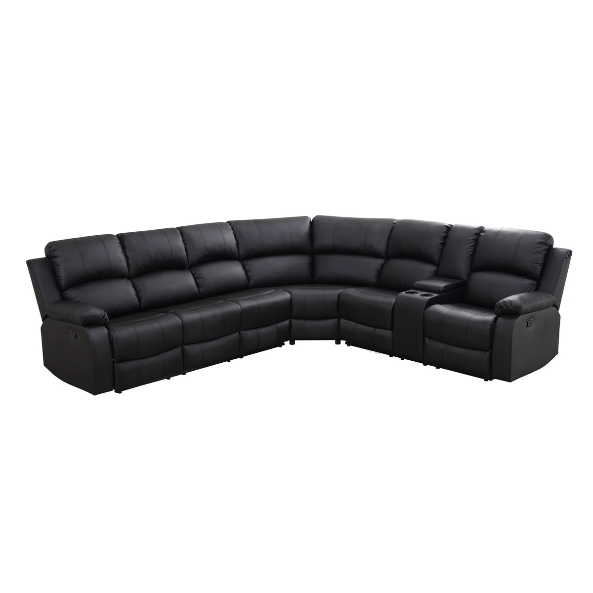 Aukfa 3-Piece Recliner Sofa Set, 6 Seat Sectional Couch with Cup Holders&Storage Console, Gray